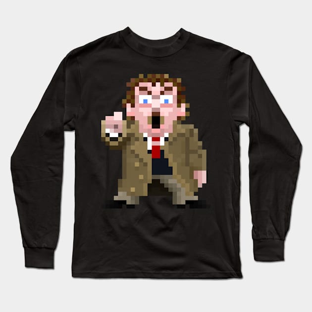 16-Bits Creepy Guy Points and Howls Long Sleeve T-Shirt by badpun